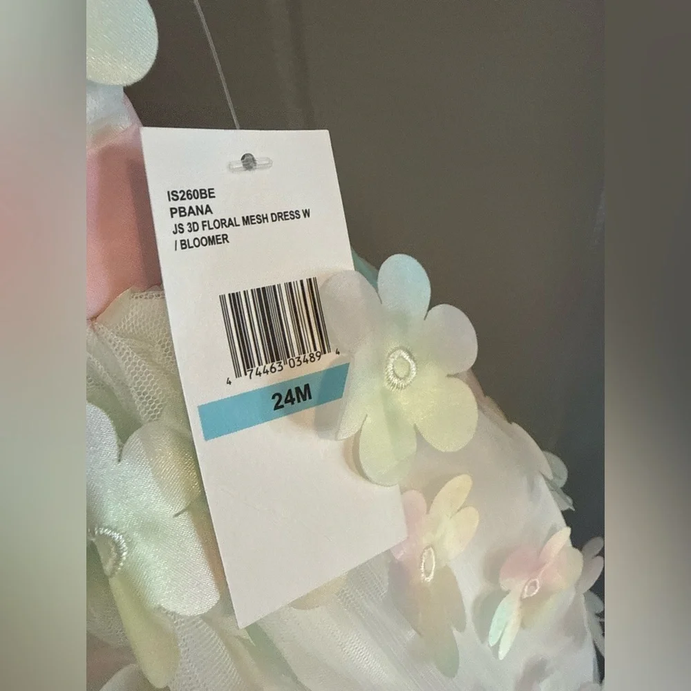 Size 24 months- Jessica Simpson 3D floral mesh dress  / NEW with tags 💐 - Picture 6 of 7